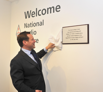 The moment Ed Vaizey, Minister for Culture, Communications and the Creative Industries, formally opened the RSGB National Radio Centre